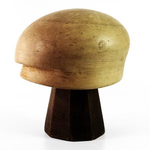 Back of round crown hat block.