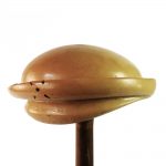 Back of round beret hat block.