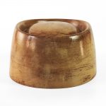 Side view of pork pie style crown hat block.view of pork pie style crown hat block.