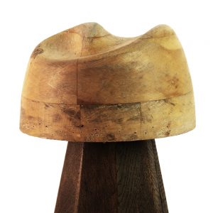 Beautiful crown hat block with indented dimbled feature on the top.